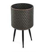18" Bronze Embossed Cylinder Pot Plant Stand