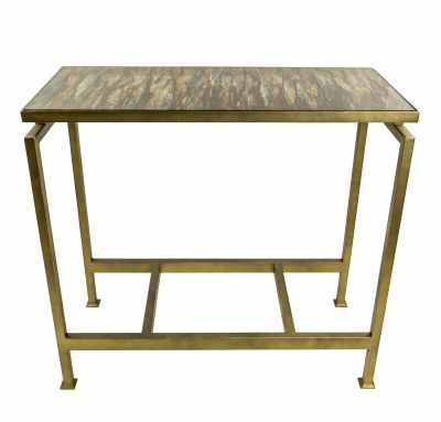 24" Ferndale Brown Glass Top with Brass Legs Table