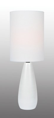 17" Brushed White Ceramic Bulb Table Lamp with White Linen Shade
