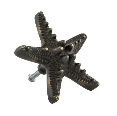 2.5" Large Distressed Dark Bronze Finish Starfish Pull
