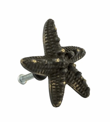 2" Small Distressed Dark Bronze Finish Starfish Pull