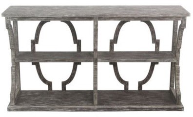 64" Gray Openwork Wood Console