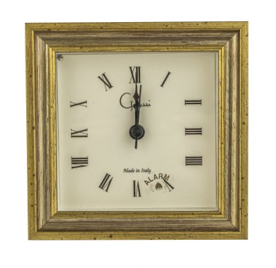 5" Square Distressed Silver and Gold Finish Mantle Clock