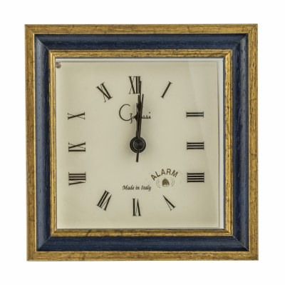 5" Square Primary Blue and Gold Mantle Clock