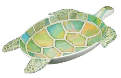 22" Multicolor Melamine Turtle Bowl