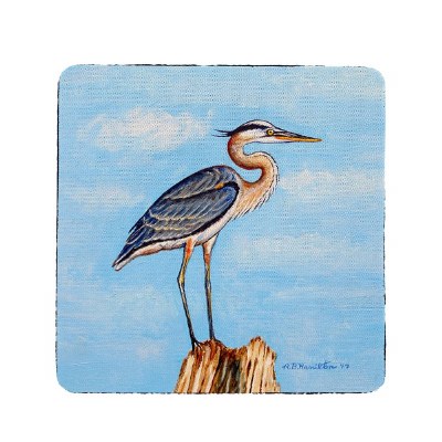 4" Square Blue Heron on Stump Coaster