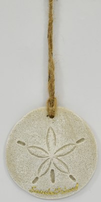 3" Oval Sanibel Island Sand Dollar Glitter Ornament