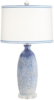 30" Blue and White Textured Ceramic Table Lamp