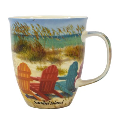 15 fl oz Multicolored Sanibel Island Adirondack Beach Chairs Mug