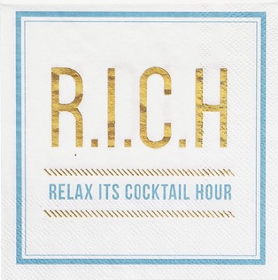 5" Square Relax It's Cocktail Hour Beverage Napkins