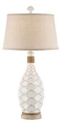 33" Distressed White Finish Scales Table Lamp