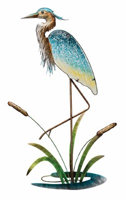 33" Glass and Metal Blue Heron Wall Plaque
