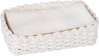 9" x 6" White Woven Guest Towel Holder