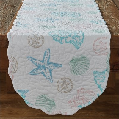 72" Multicolored Beachcomber Shell Quilted Table Runner
