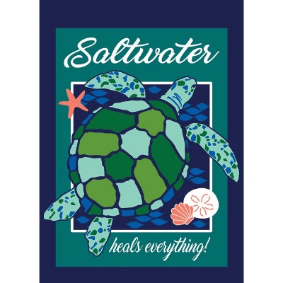 18" x 13" Mini Saltwater Heals Everything Sea Turtle Flag