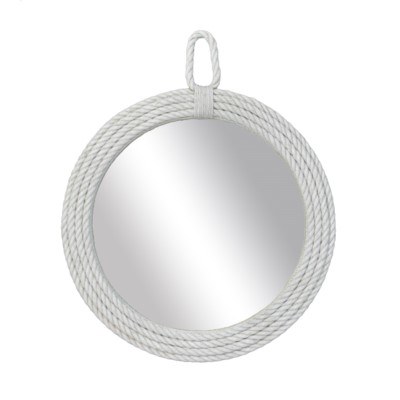 31" Round White Rope Wall Mirror