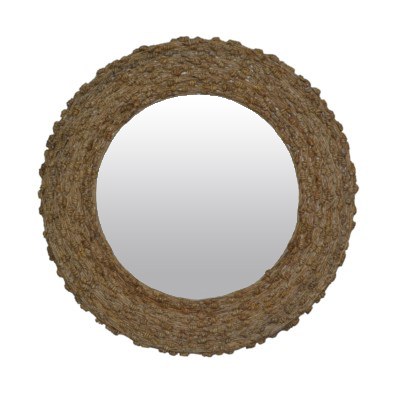 35" Round Natural Jute Knot Wall Mirror