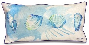 10" x 20" Blue Seashells Lumbar Accent Pillow