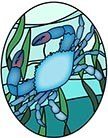 5" Oval Blue Crab Stained Glass Window Cling