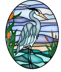 5 Oval Blue Heron Stained Glass Window Cling - Wilford & Lee Home Accents