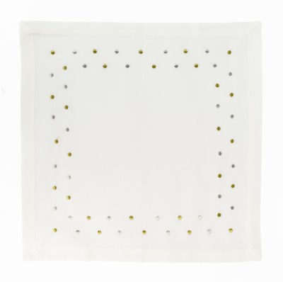 20" Square Silver and Gold Polka Dot Cloth Napkin