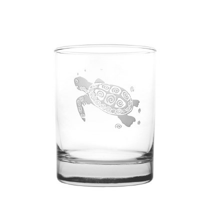 14 fl oz Etched Sea Turtle Rocks Glass