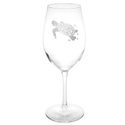 18 fl oz Etched Sea Turtle Wine Glass