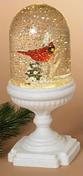 11" LED Cardinal and Holiday Tree Spinning Water Globe