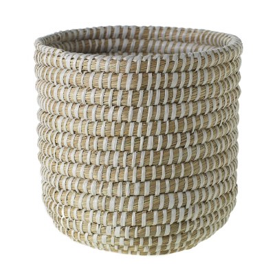 9" Round Natural and White Coil Basket