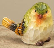 4" Green and Yellow Bird Polyresin Figurine
