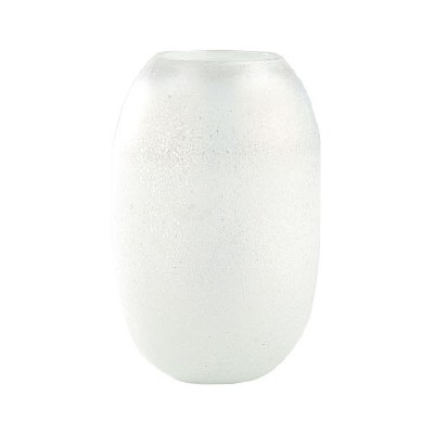 11" Round White Glass Vase