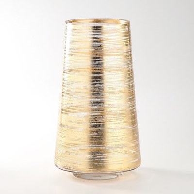12" Gold Lines Glass Footed Vase