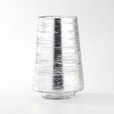8" Silver Lines Glass Footed Vase
