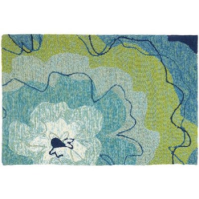 1 ft. 10 in. x 2 ft. 10 in. Blue and Green Watercolor Blossom Rug
