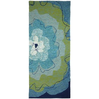 2 ft. 2 in. x 5 ft. Blue and Green Watercolor Blossom Runner