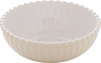 12" Round Cream Beaded Rim Serving Bowl