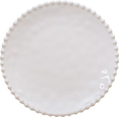 14" Round Cream Beaded Rim Platter