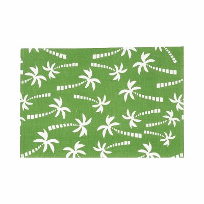 13" x 19" Green and White Beach Palm Tree Woven Placemat