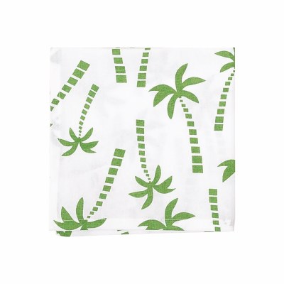 18" Square White and Green Beachy Palm Tree Cloth Napkin
