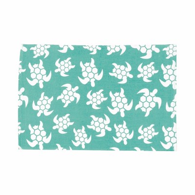 13" x 19" Aqua and White Beachy Turtle Woven Placemat