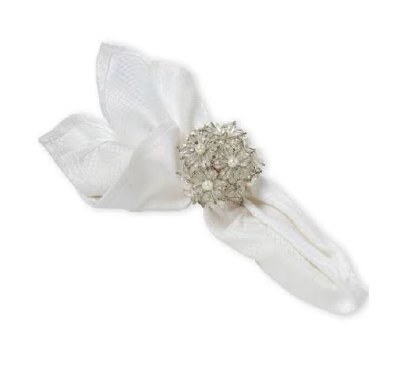 3" Clear Beaded Floral Napkin Ring