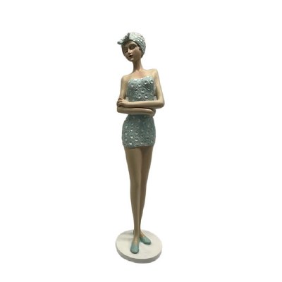 13" Blue and White Standing Beach Lady