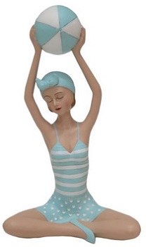 10" Blue and White Beach Ball Lady