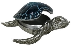 9" Silver and Navy Turtle Box