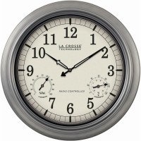 18" Round Silver Temperature and Humidity Clock