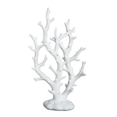 15" White Resin Faux Coral Branch Sculpture