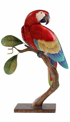 15" Red Capiz Parrot on Branch
