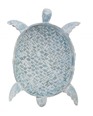 13" Blue Sea Turtle Bamboo Basket