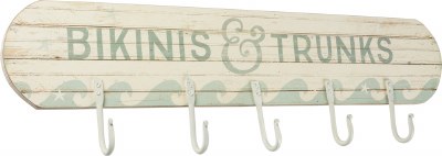 5" x 24" Bikinis and Trucks Five Hook Wood Plaque