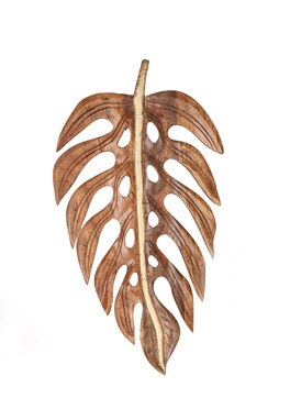 24" Brown Wood Monstera Leaf Plaque
